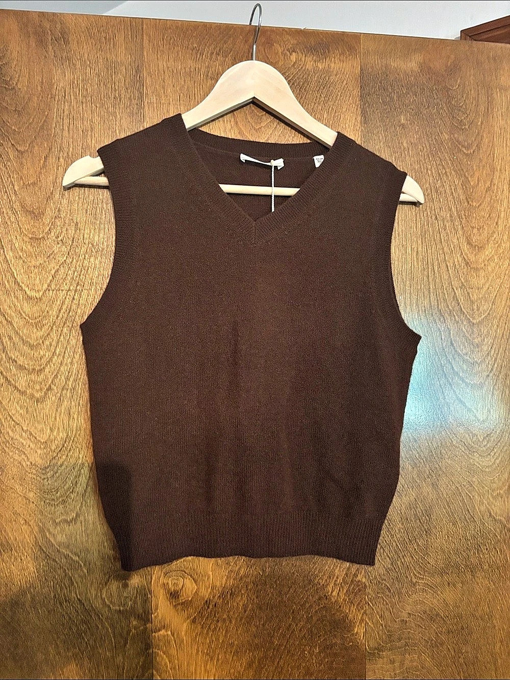 DÔEN Amia Vest Cashmere V-Neck Vest in Brown NWT